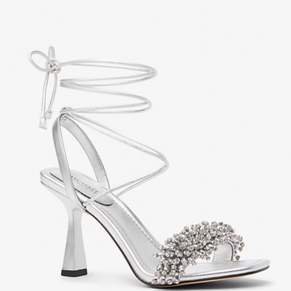 MICHAEL MICHAEL KORS Lucia Embellished Metallic Leather Sandal - Picture 4 of 13